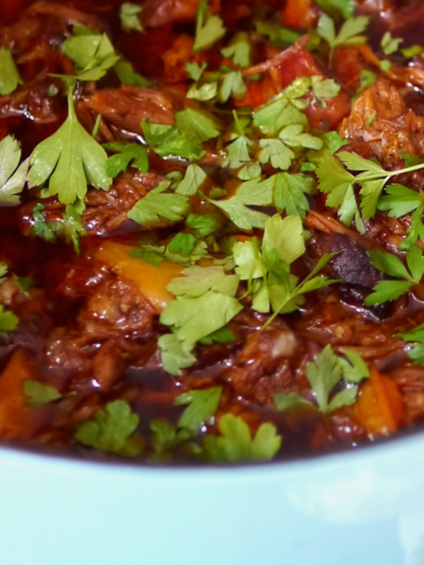 Slow cooked lamb goulash